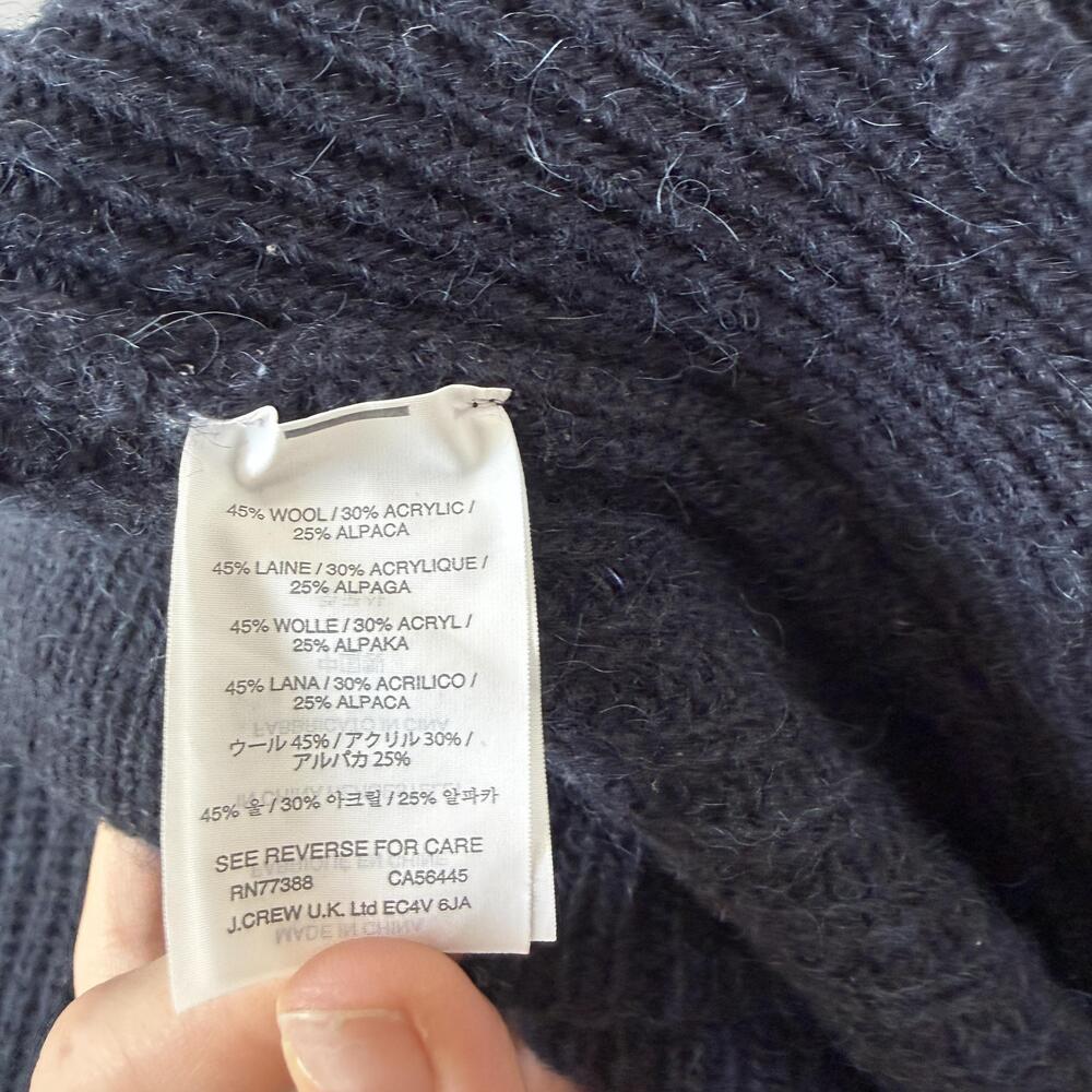 J Crew Cardigan Sweater Mens Large Blue Shawl Collar Open Front Knit Pockets - Picture 3 of 11